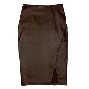 LuLaRoe‎ Womens Skirt Maeve Size 3XL Luxe Chocolate Brown Faux Leather Mocha NWT